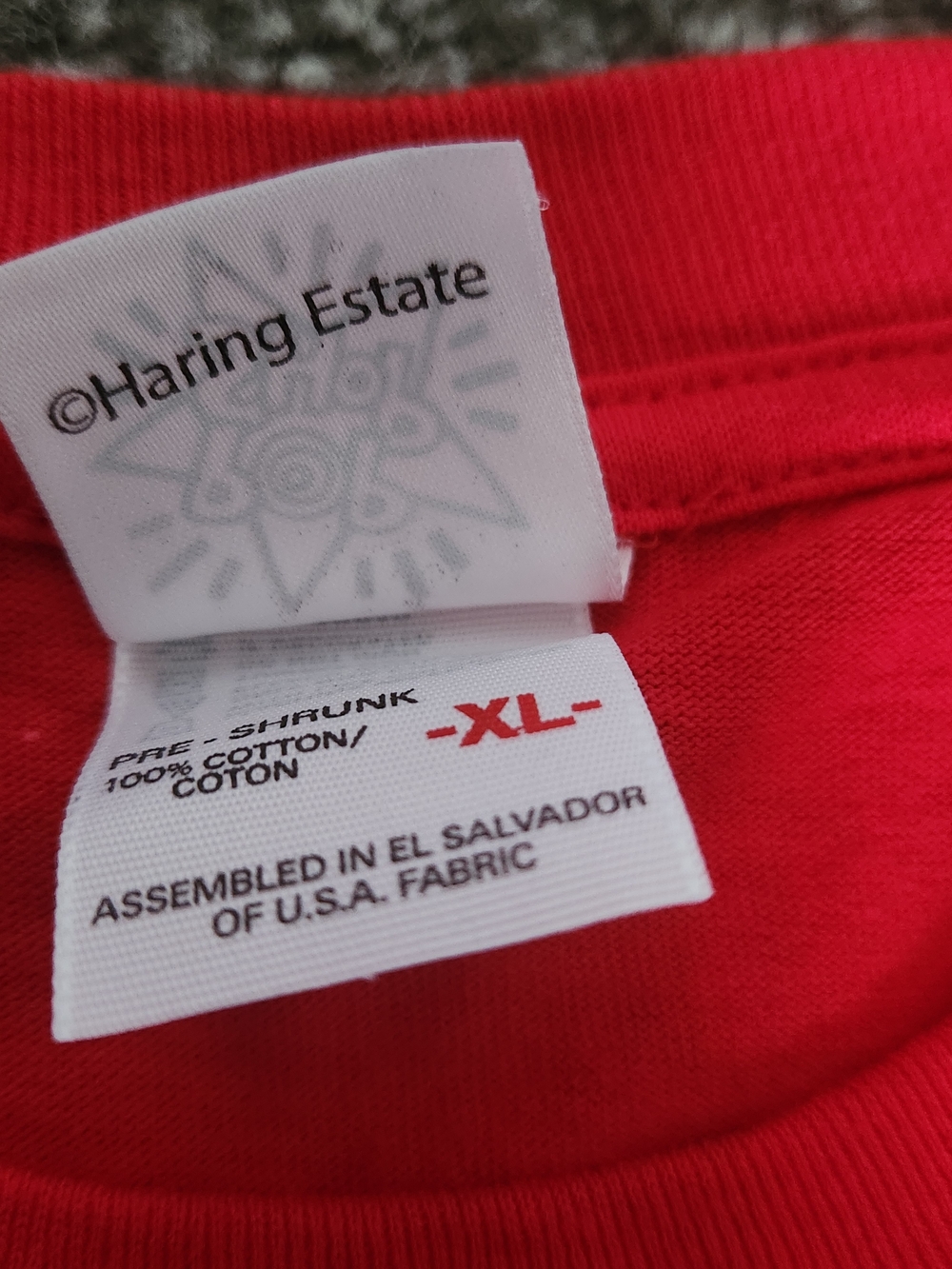 Kieth Haring Red Graphic Tee with White Pop Art Motif - Picture 5 of 5